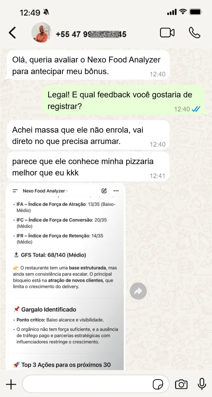 2 Depoimentos Nexo Food Analyzer