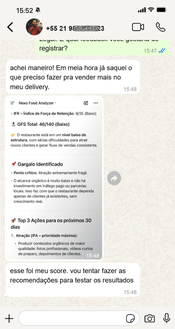 4 Depoimentos Nexo Food Analyzer