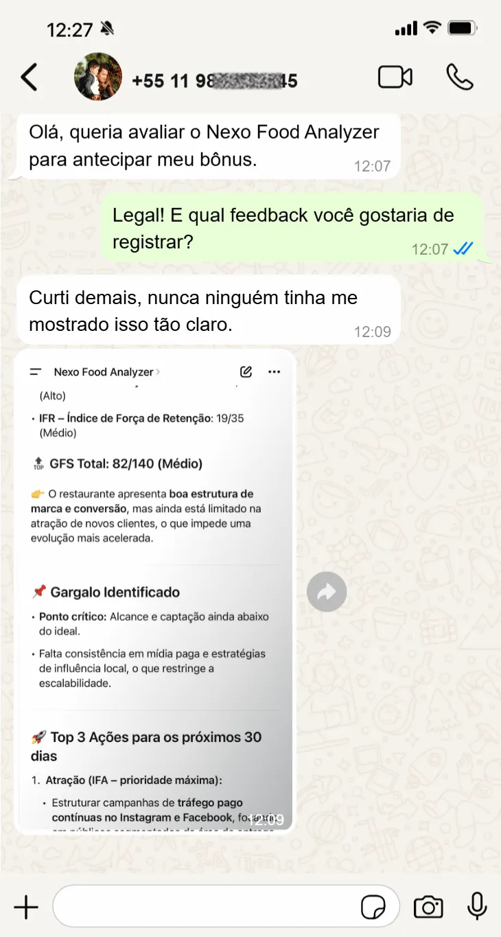 6 Depoimentos Nexo Food Analyzer