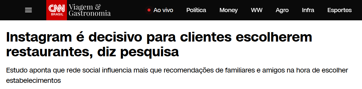 CNN — Instagram é decisivo para clientes escolherem restaurantes